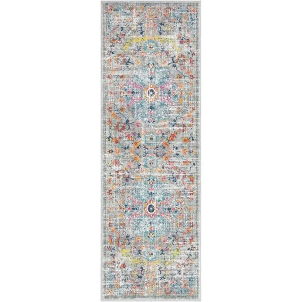 New 2 x 6ft Hallway Runner Rug, Washable Non-Slip Vintage Area Rug - Grey